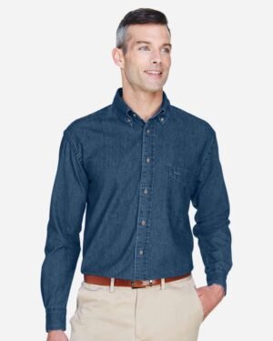 EMB-Camisa para Caballero de Mezclilla-Harriton-Minimo de Orden 6pzs.