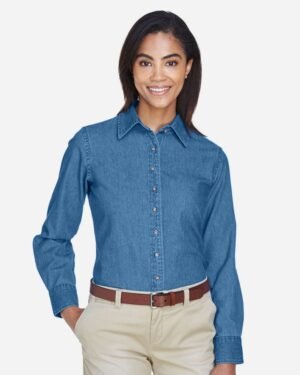 EMB-Camisa para Dama, de Mezclilla-Harriton-Minimo de Orden 6pzs.